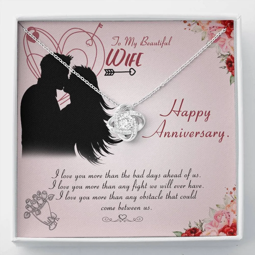 Personalized Necklace Gift For Wife Anniversary Love Knot Necklace With Message Card And Box