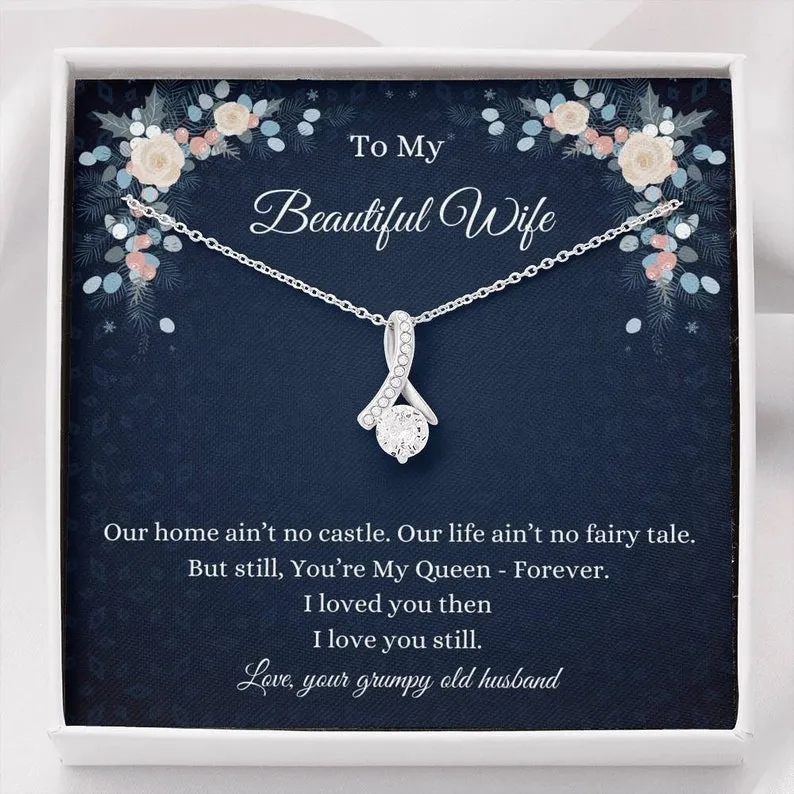 Personalize Necklace Gift For Beautiful Wife Alluring Beauty Necklace With Message Card And Box