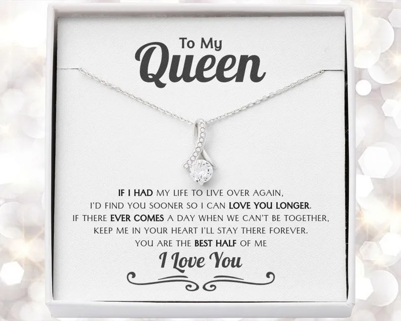 Personalize Necklace Gift For Girlfriend Wife Alluring Beauty Necklace With Message Card And Box