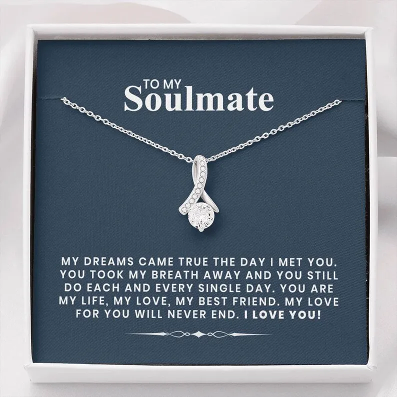 Personalize Necklace Gift For Girlfriend Wife Soulmate Alluring Beauty Necklace With Message Card And Box