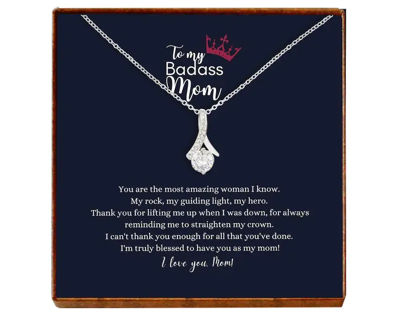 Personalize Necklace Gift For Mother Mom Alluring Beauty Necklace With Message Card And Box
