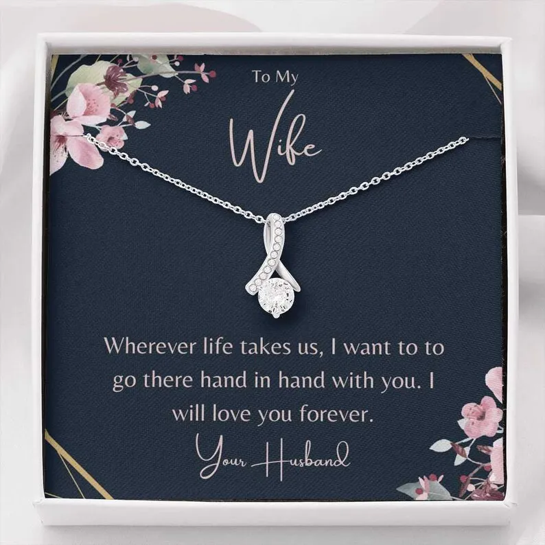 Personalize Necklace Gift For Wife Alluring Beauty Necklace With Message Card And Box