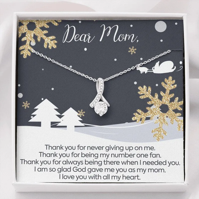 Personalized Necklace Christmas Gift For Mom Alluring Beauty Necklace With Message Card And Box