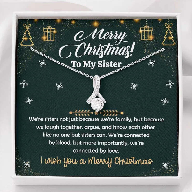 Personalized Necklace Christmas Gift For Sister Alluring Beauty Necklace With Message Card And Box