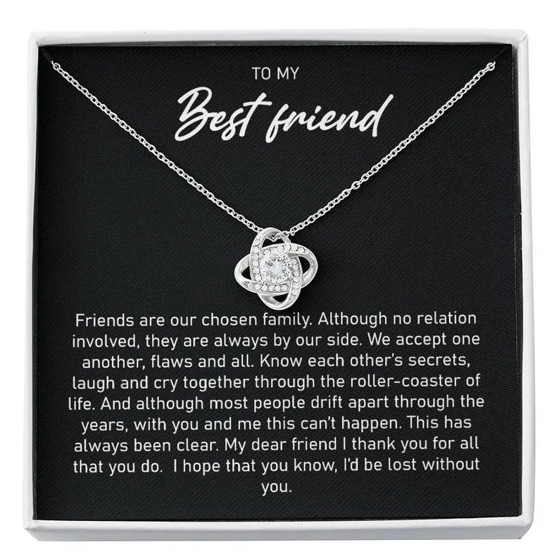 Personalized Necklace Gift For Best Friend Love Knot Necklace With Message Card And Box