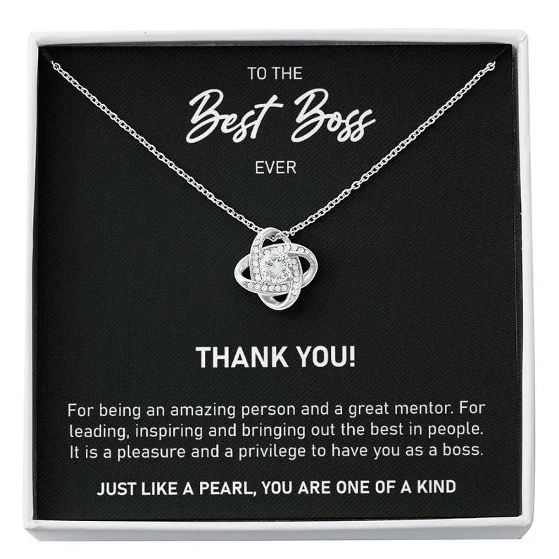 Personalized Necklace Gift For Best Lady Boss Love Knot Necklace With Message Card And Box