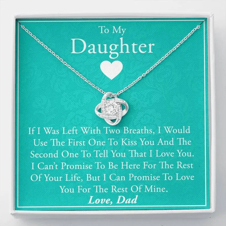 Personalized Necklace Gift For Daughter From Dad Love Knot Necklace With Message Card And Box