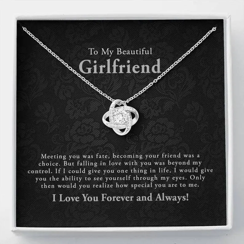 Personalized Necklace Gift For Girlfriend Dainty Everyday Love Knot Necklace With Message Card And Box