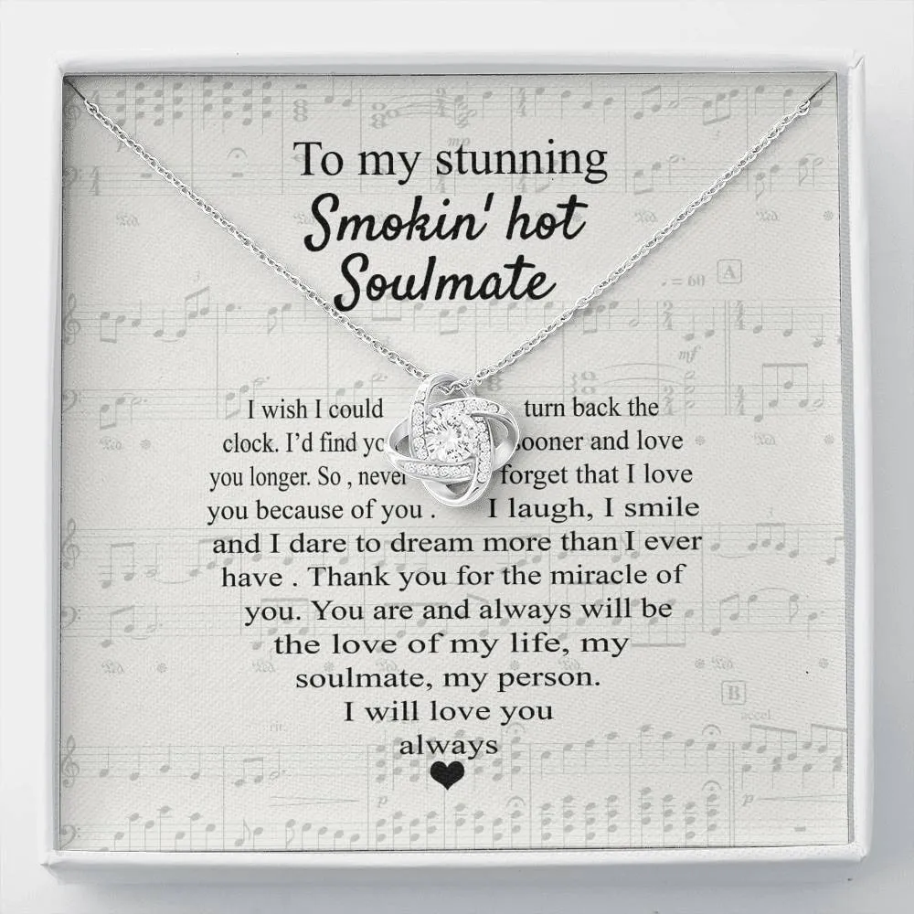 Personalized Necklace Gift For Her Hot Soulmate Love Knot Necklace With Message Card And Box