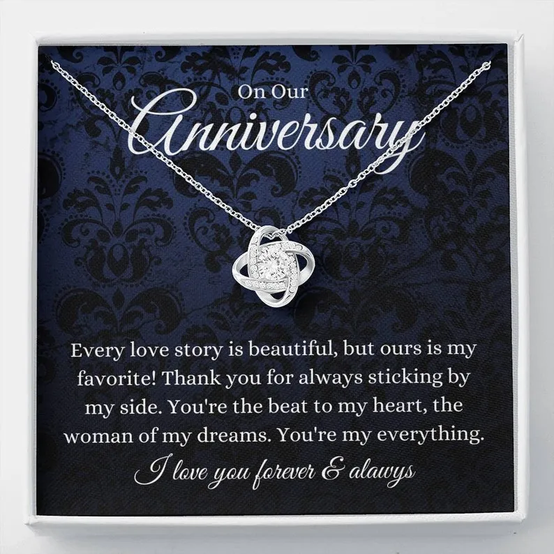 Personalized Necklace Gift For Love Anniversary Love Knot Necklace With Message Card And Box
