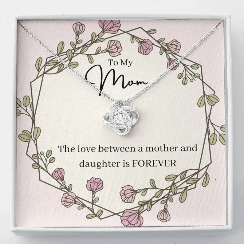 Personalized Necklace Gift For Mom Love Knot Necklace With Message Card And Box