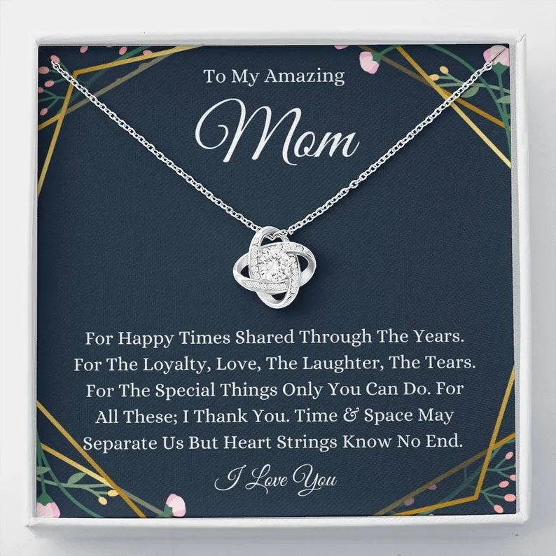 Personalized Necklace Gift For Mom Love Knot Necklace With Message Card And Box