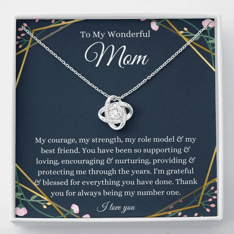 Personalized Necklace Gift For Mother Love Knot Necklace With Message Card And Box