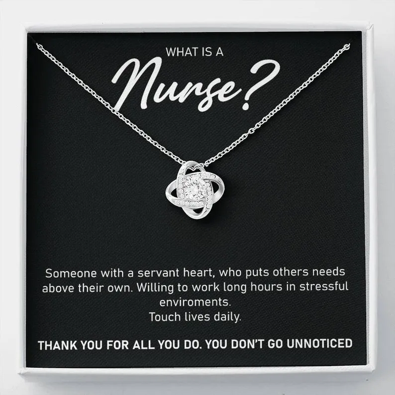 Personalized Necklace Gift For Nurse Appreciation Gift Love Knot Necklace With Message Card And Box