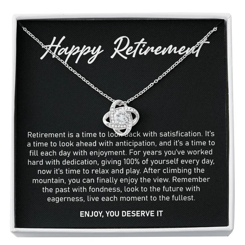 Personalized Necklace Gift For Retirement Love Knot Necklace With Message Card And Box