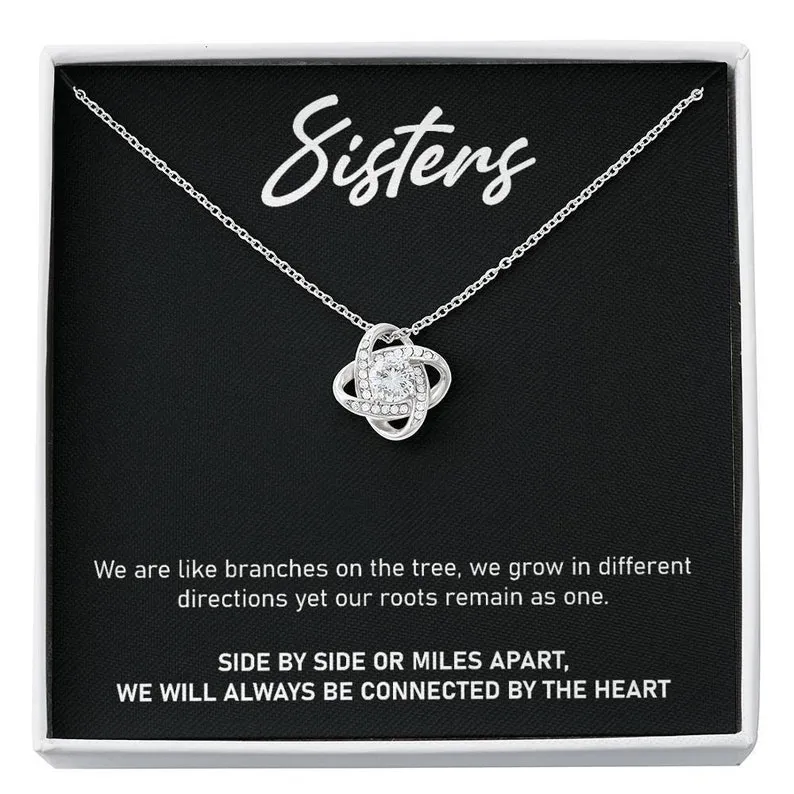Personalized Necklace Gift For Sister Love Knot Necklace With Message Card And Box