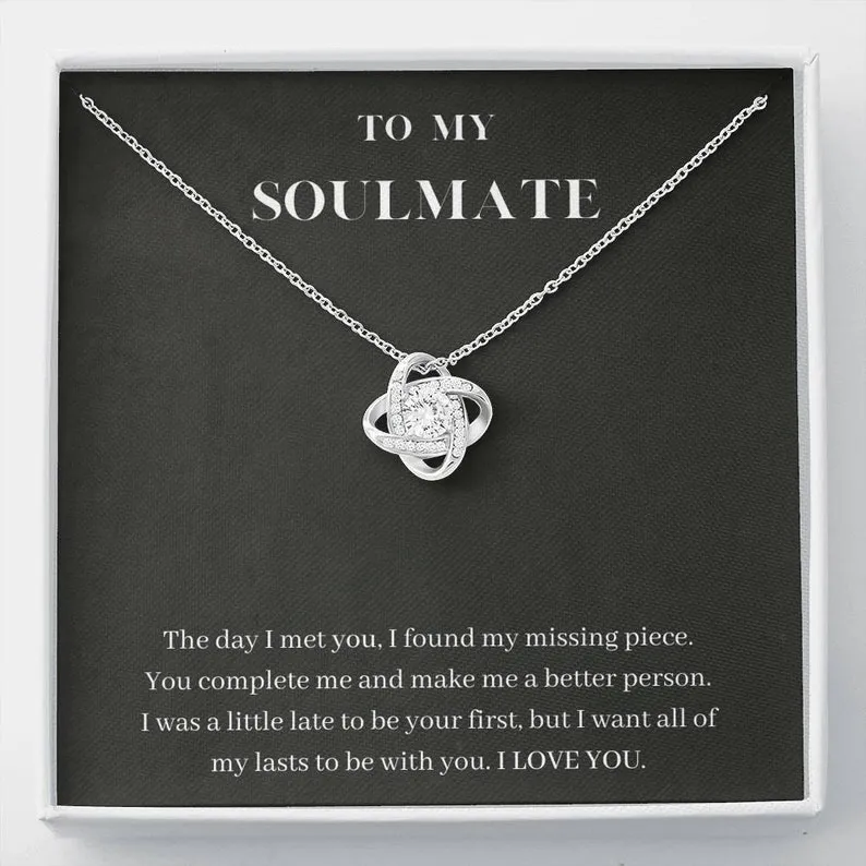 Personalized Necklace Gift For Soulmate Girlfriend Wife Love Knot Necklace With Message Card And Box