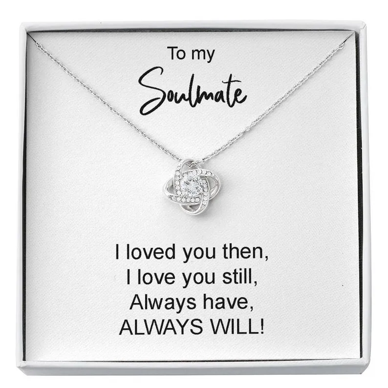 Personalized Necklace Gift For Soulmate Girlfriend Wife Love Knot Necklace With Message Card And Box
