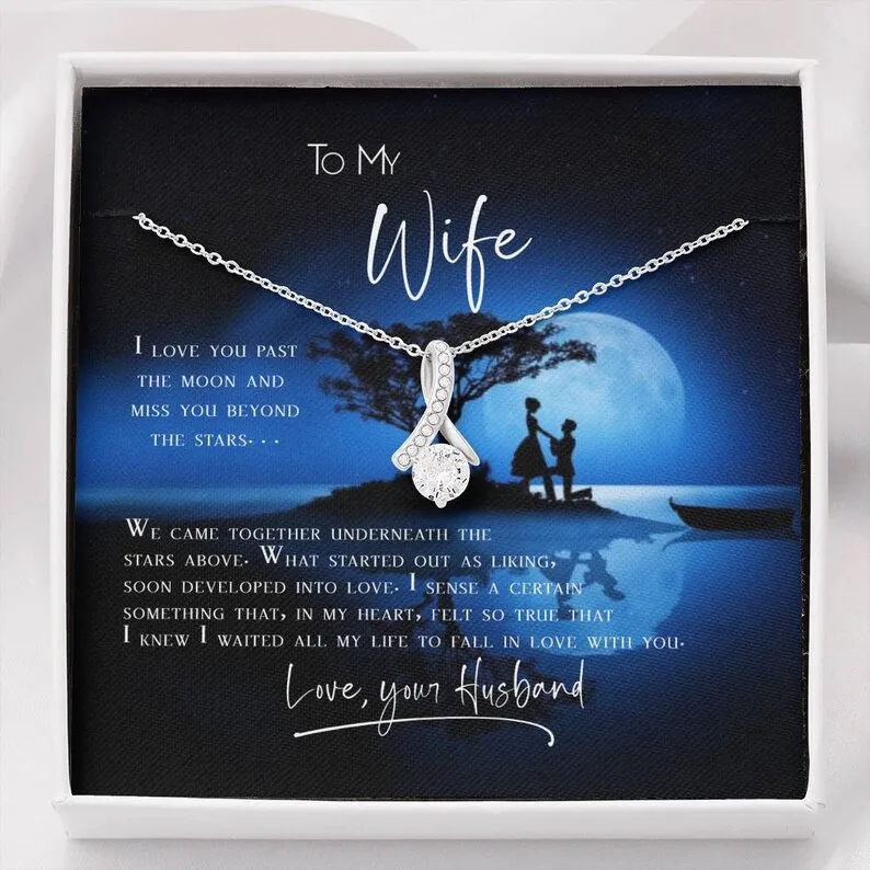 Personalized Necklace Gift For Wife Alluring Beauty Necklace With Message Card And Box