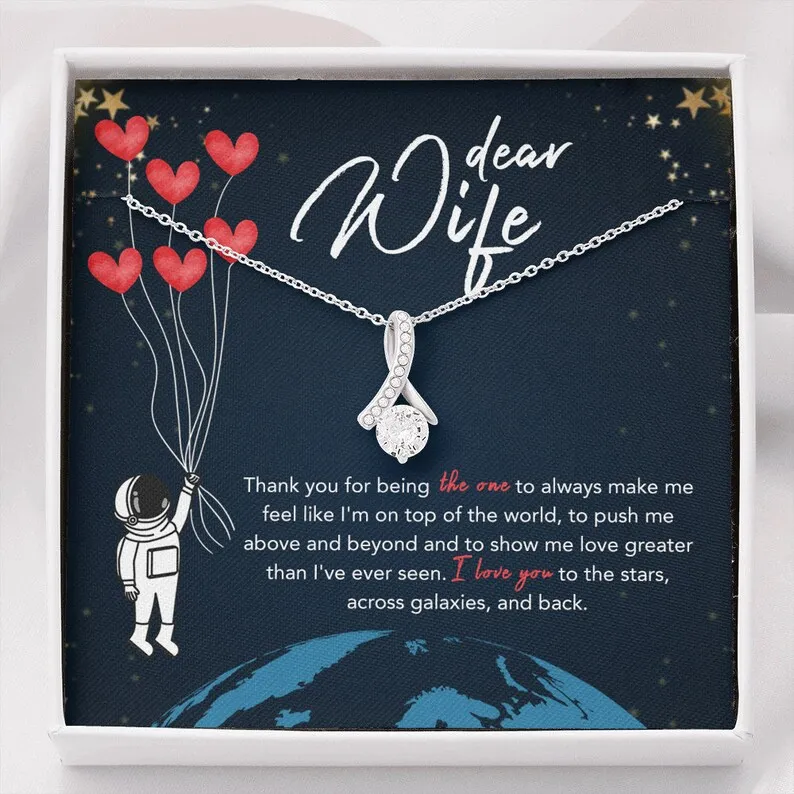 Personalized Necklace Gift For Wife Astronaut Alluring Beauty Necklace With Message Card And Box