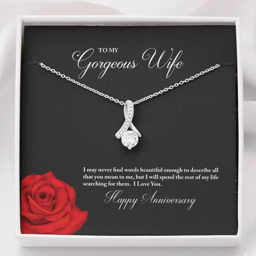 Personalized Necklace Gift For Wife Happy Anniversary Alluring Beauty Necklace With Message Card And Box