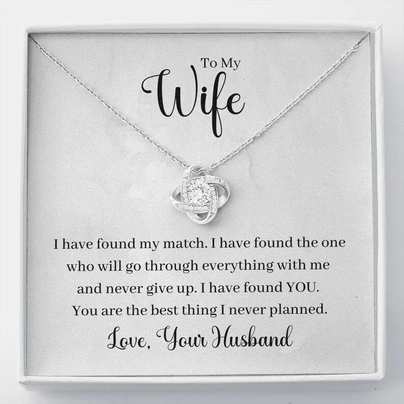 Personalized Necklace Gift For Wife Love Knot Necklace With Message Card And Box