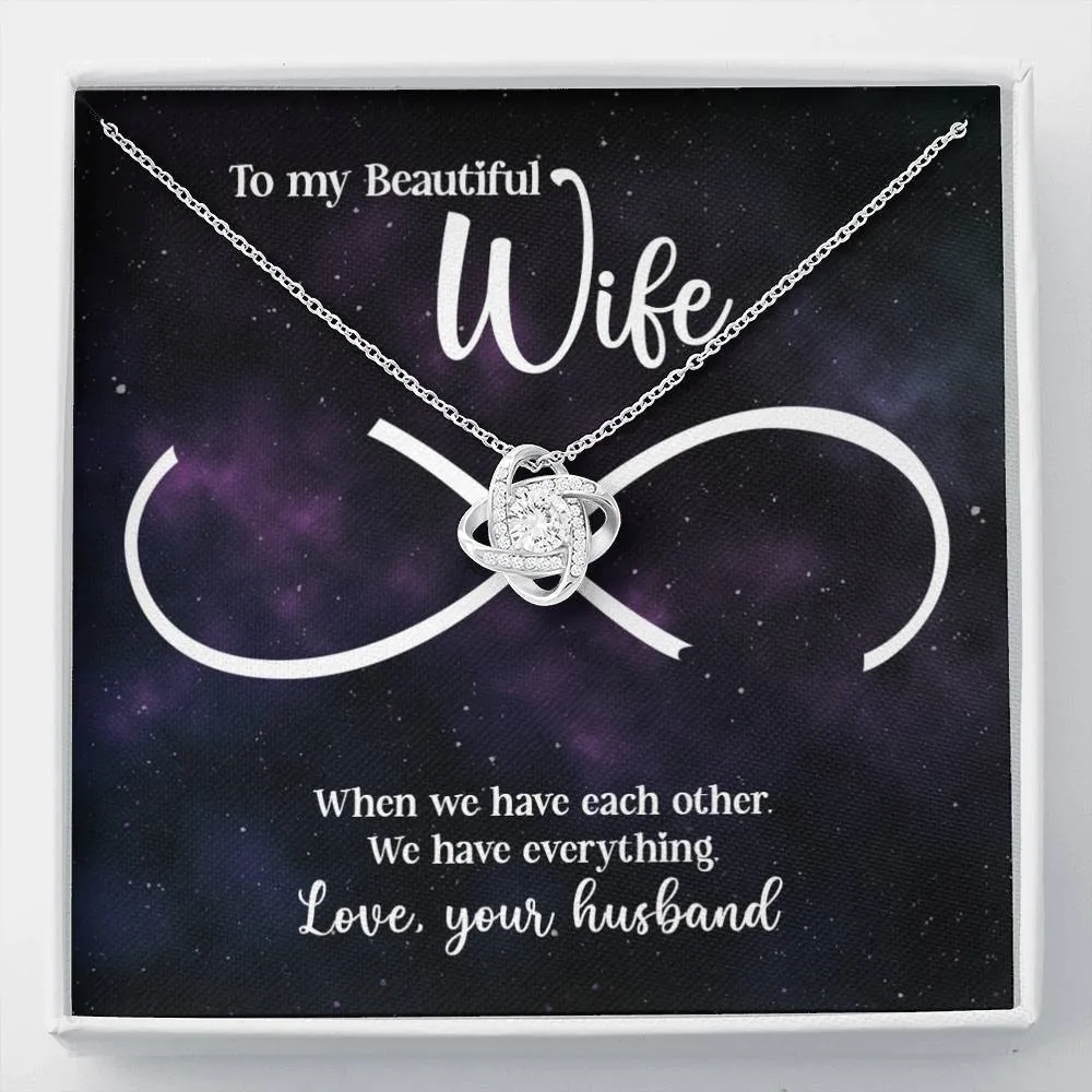 Personalized Necklace Gift For Wife Love Knot Necklace With Message Card And Box