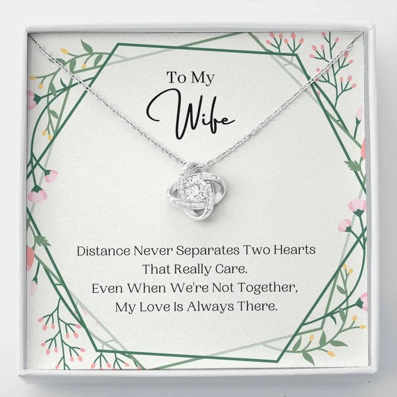 Personalized Necklace Gift For Wife Love Knot Necklace With Message Card And Box