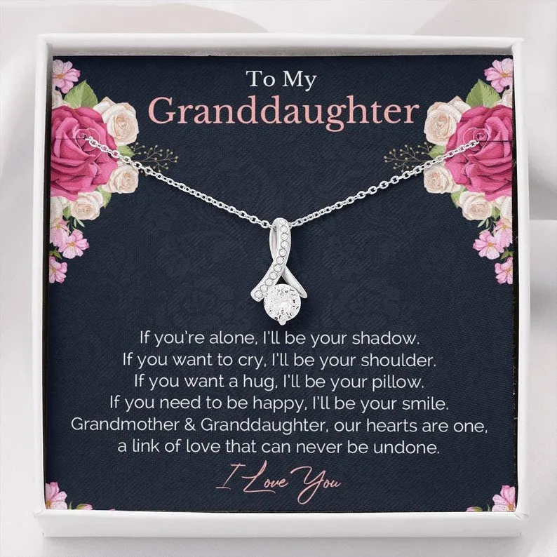 Personalized Necklace Gift Granddaughter Love Knot Necklace With Message Card And Box