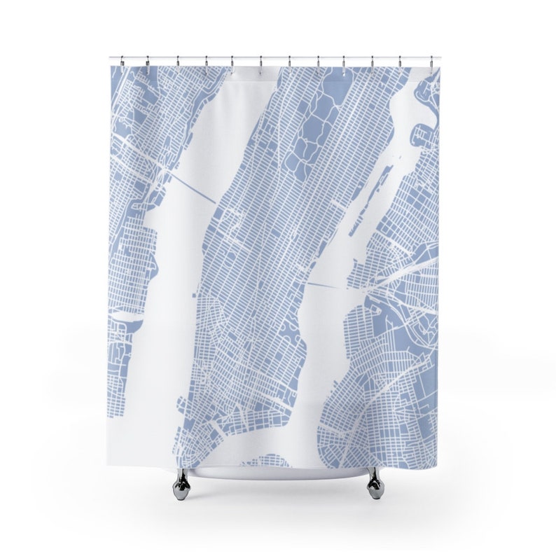 New York Shower Curtain Light Blue Bathroom Decor Home Decoration 35x71 47x71 59x71 65x71 71x71 71x79 Inches