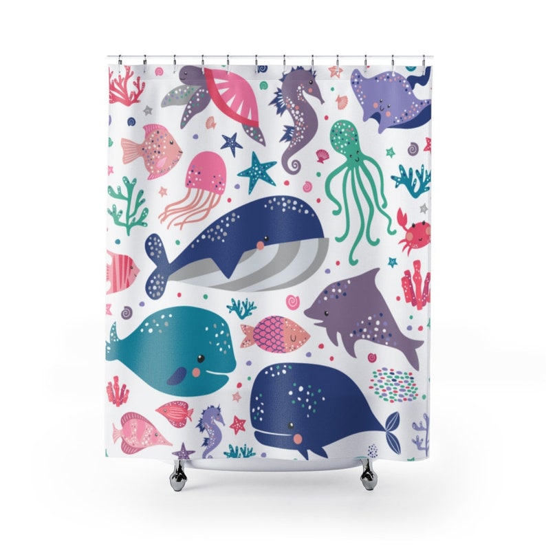 Ocean Shower Curtain Kids Bathroom Decor Home Decoration 35x71 47x71 59x71 65x71 71x71 71x79 Inches
