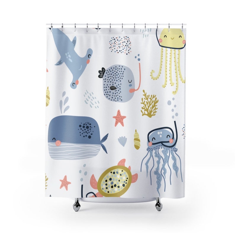 Ocean Shower Curtain Kids Bathroom Decor Home Decoration 35x71 47x71 59x71 65x71 71x71 71x79 Inches