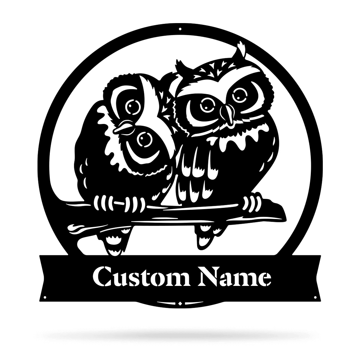 Owl Monogram Metal Sign Wall Art For Home Decoration 8x8 10x10 12x12 14x14 18x18 24x24 Inches