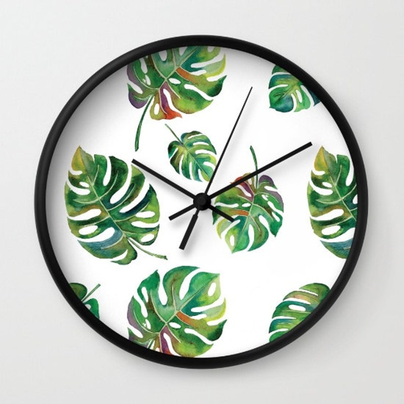 Palm Leaf Wall Clock Gift For Home Decoration 12 X 12 Inches