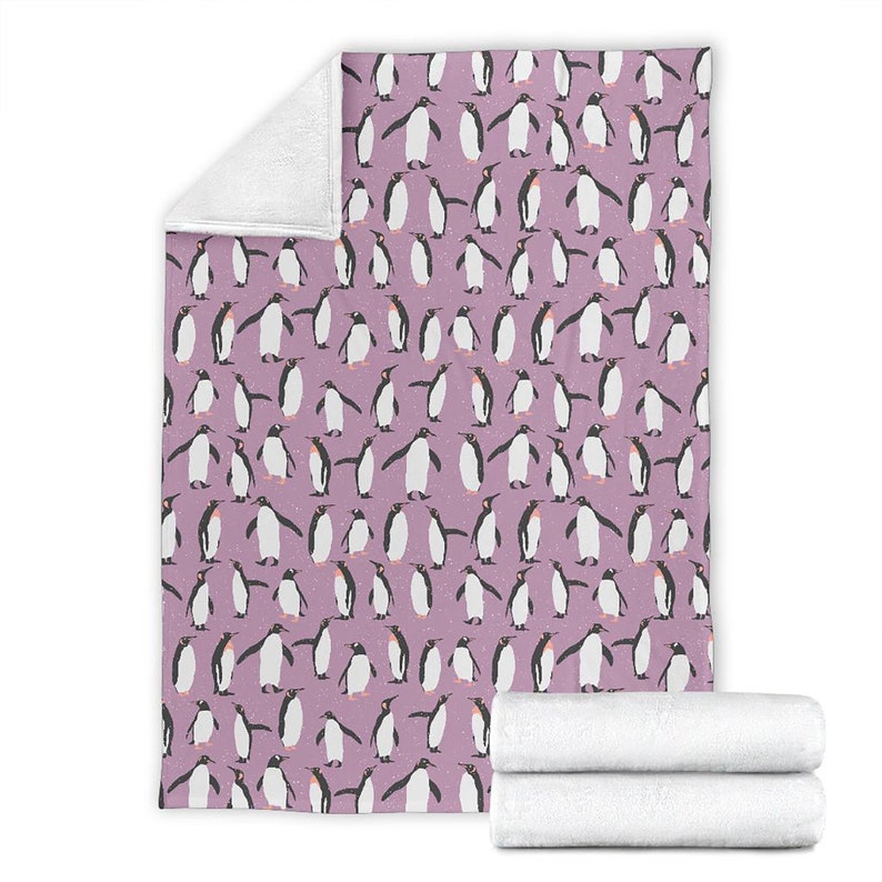 Penguin Pattern Fleece Blanket Quilt Bedding Print For Women Men Kids Gifts