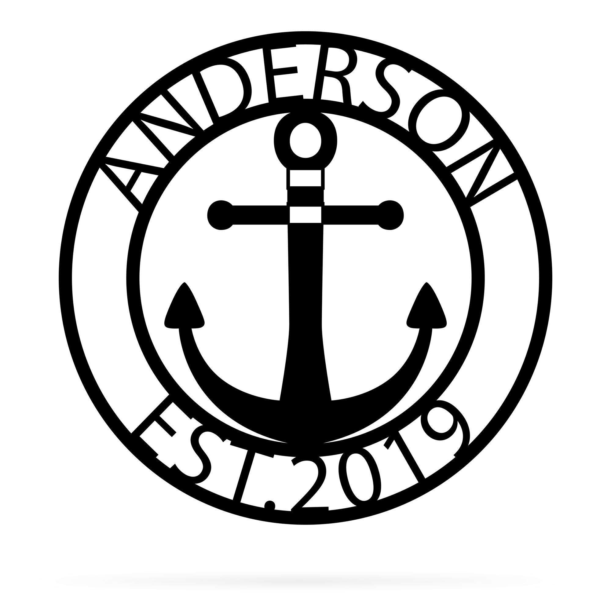 Personalized Anchor Monogram Metal Sign Custom Name Wall Art For Home Decoration 8×8 10×10 12×12 14×14 18×18 24×24 Inches
