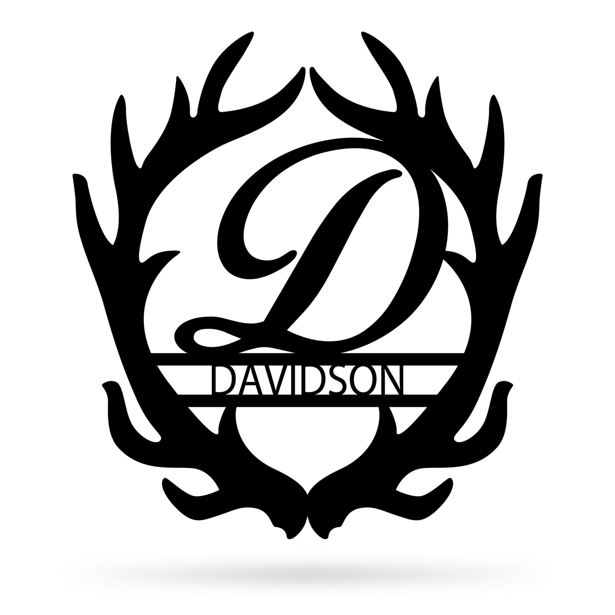 Personalized Antlers Monogram Metal Sign Custom Name Wall Art For Home Decoration 8×8 10×10 12×12 14×14 18×18 24×24 Inches