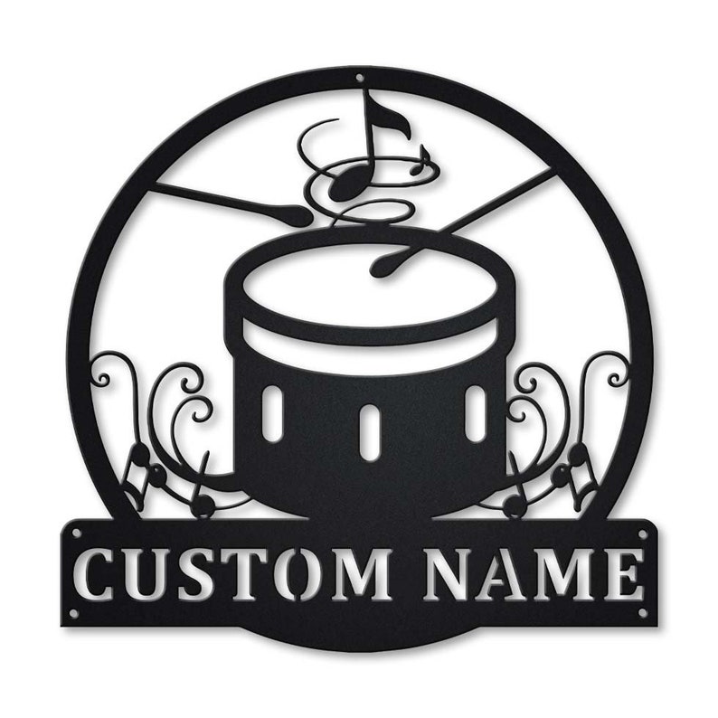 Personalized Bass Drum Monogram Metal Sign Wall Art For Home Decoration 8x8 12x12 14x14 18x18 24x24 Inches