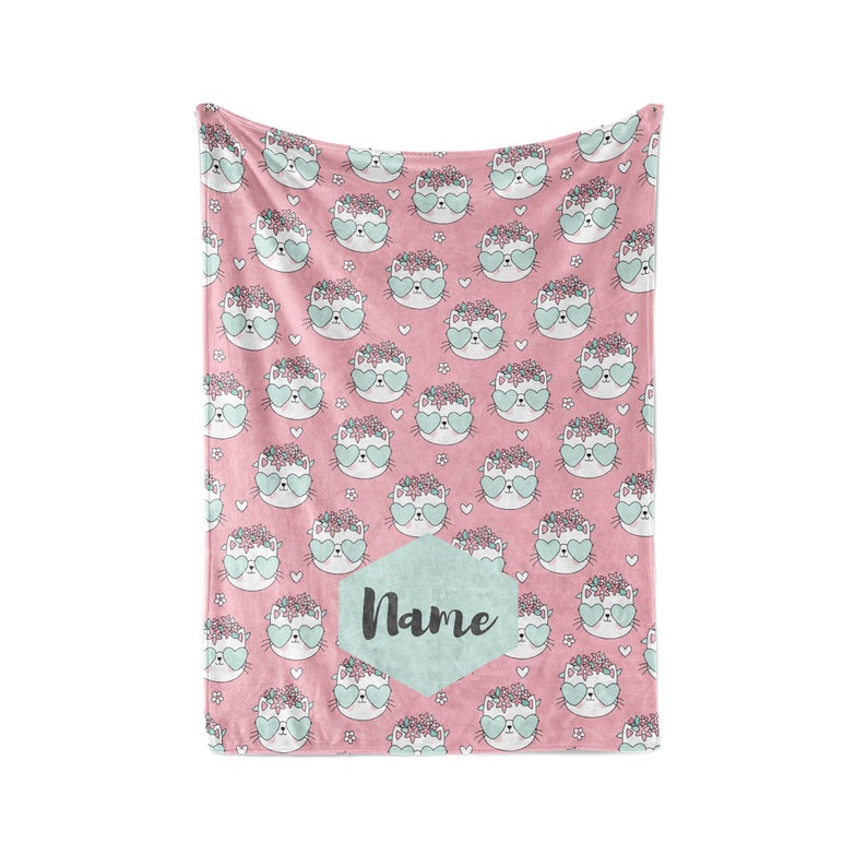 Personalized Blanket Cat Flowers Kids Fleece Blankets Quilt Bedding For Cat Lovers