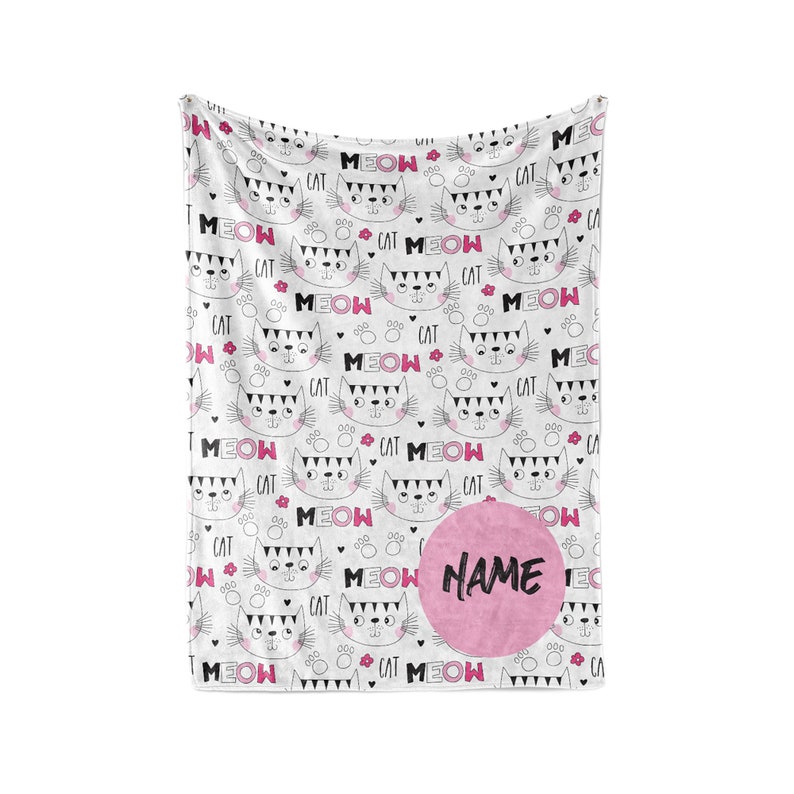 Personalized Blanket Cat Meow Fleece Blankets Quilt Bedding For Cat Lovers And Kids