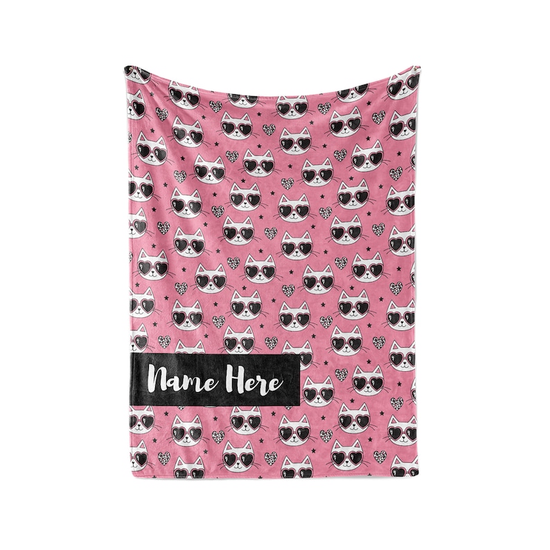 Personalized Blanket Cat Pattern Fleece Blankets Quilt Bedding For Cat Lovers And Kids