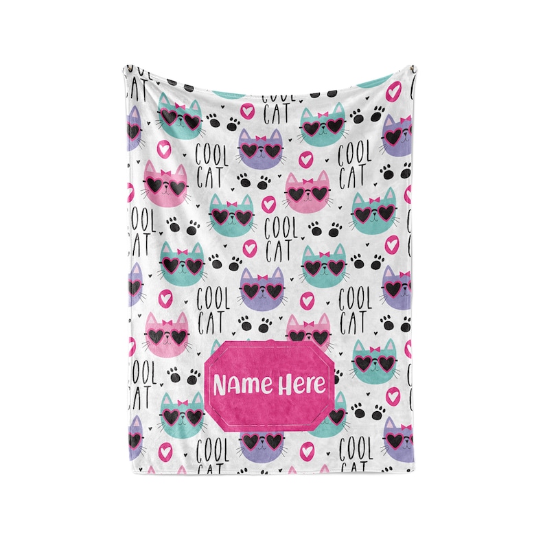 Personalized Blanket Cool Cats Kids Fleece Blankets Quilt Bedding For Cat Lovers And Kids