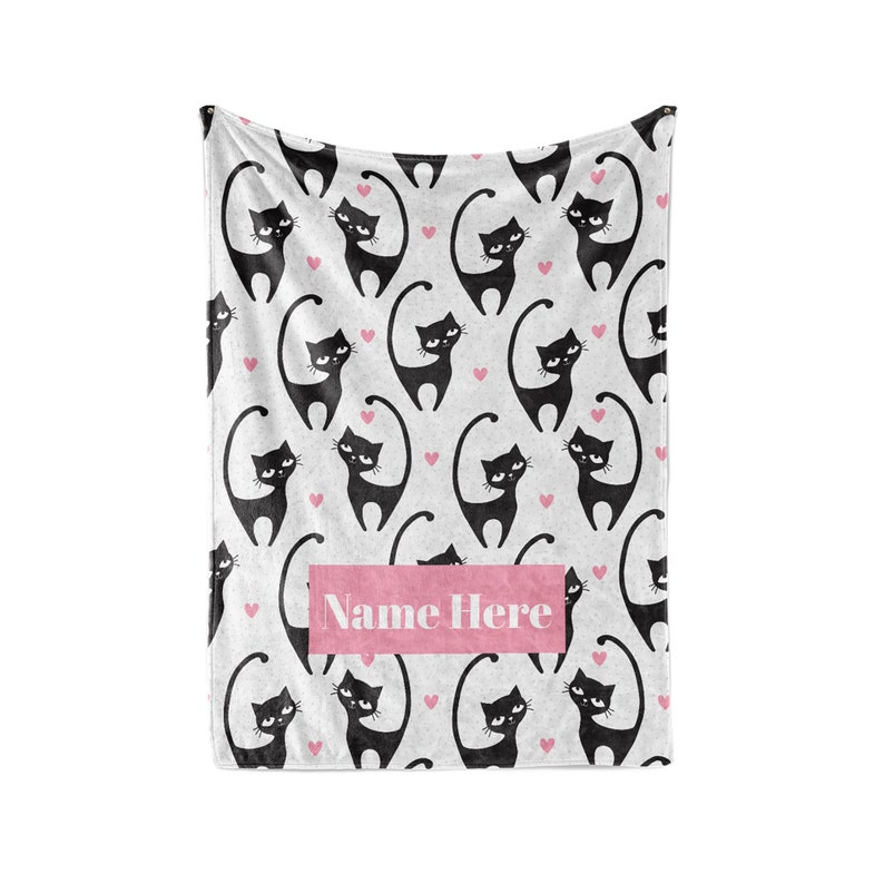Personalized Blanket Cute Black Cats Fleece Blankets Quilt Bedding