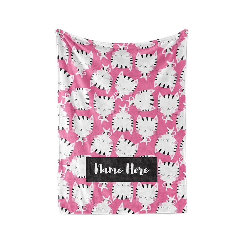 Personalized Blanket Cute Cat Pattern Fleece Blankets Quilt Bedding For Cat Lovers And Kids