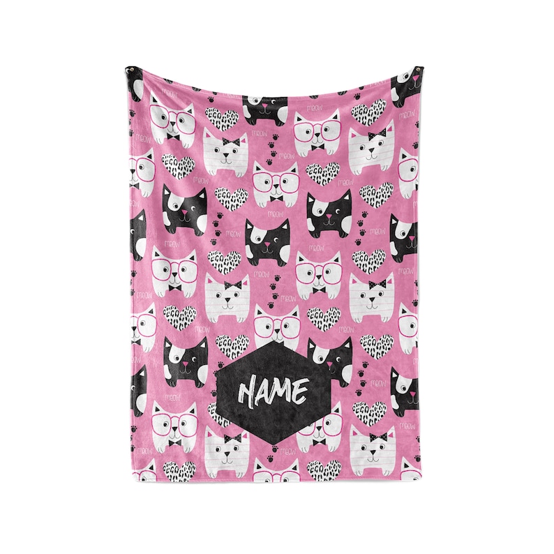 Personalized Blanket Cute Cat Pattern Fleece Blankets Quilt Bedding For Cat Lovers And Kids