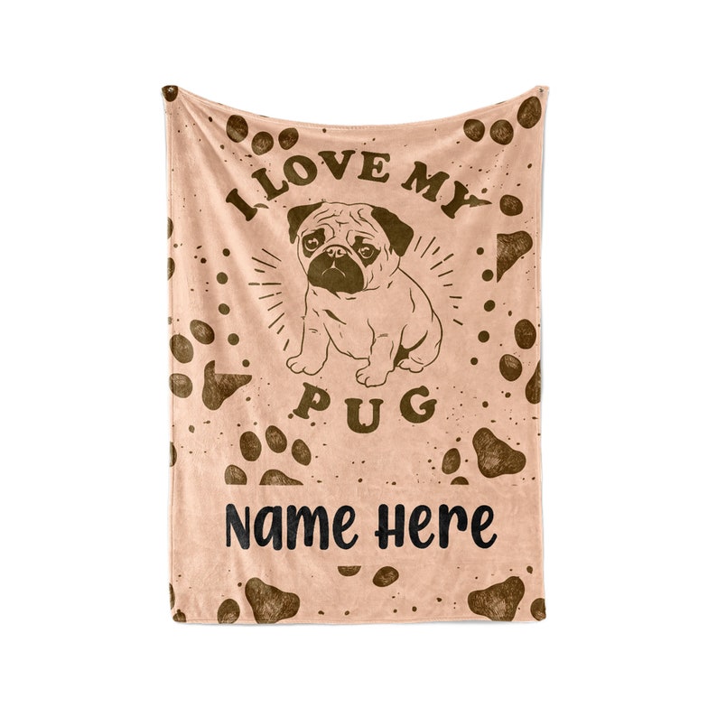 Personalized Blanket Cute Pug Dog Fleece Blankets Quilt Bedding Gift For Dog Lovers