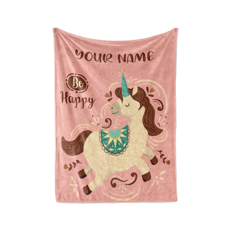 Personalized Blanket Magical Pink Unicorn Fleece Blankets Quilt Bedding