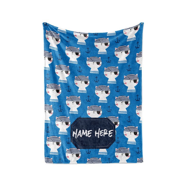 Personalized Blanket Marine Cats Pattern Fleece Blankets Quilt Bedding
