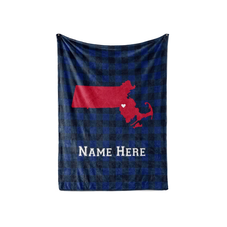 Personalized Blanket New England Map Fleece Blankets Quilt Bedding State Pride Collection