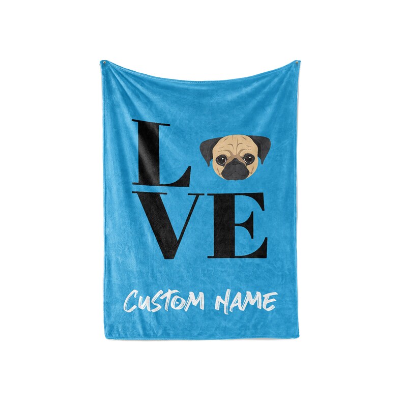 Personalized Blanket Pug Love Dog Fleece Blankets Quilt Bedding Gift For Dog Lovers